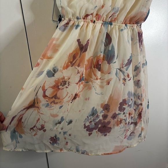 Everly Cream Asymmetrical Ruched Sundress - Picture 3 of 8